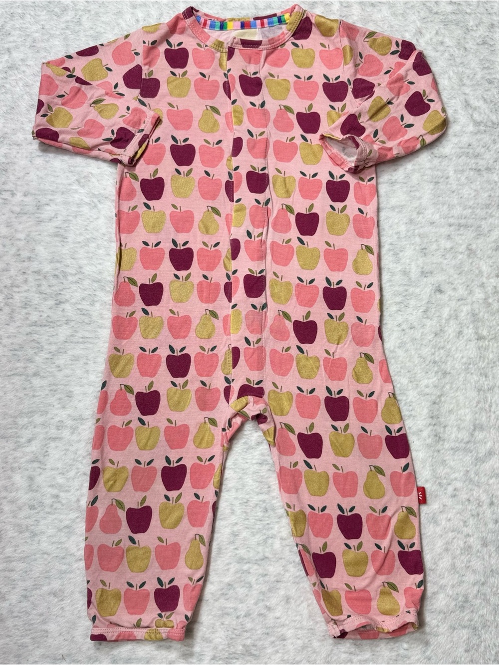 Magnetic Me Apple Pear Fruit Footless Sleeper 6-9M Baby Girl Modal Pink Gold
